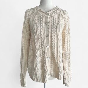 Vintage Orvis wool cream cable knit cardigan Women’s medium